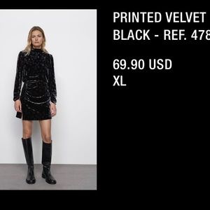 Zara velvet black paisley dress. NWT Size XL